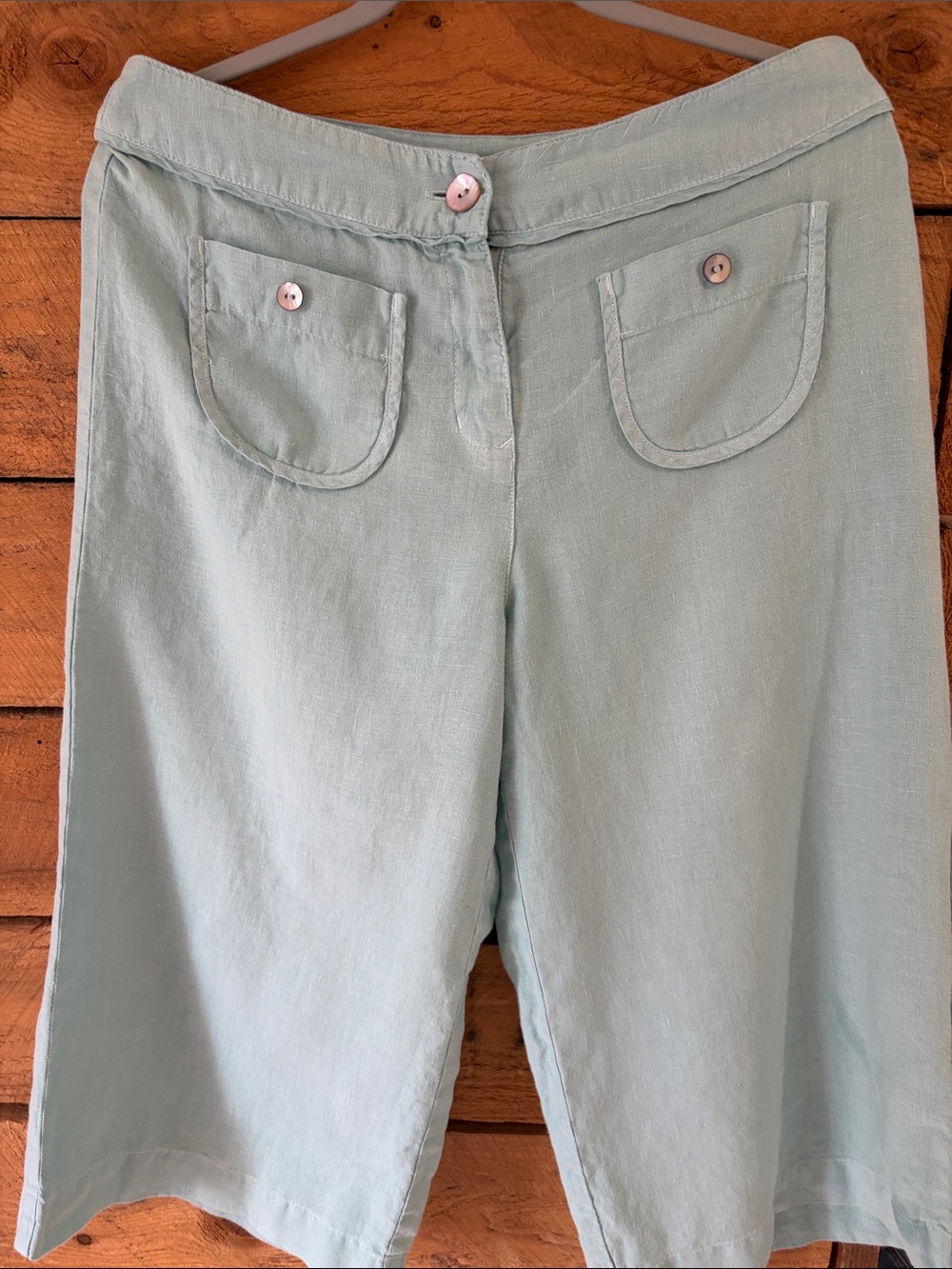 Orvis robin egg blue  blue Linen-Blend Capris